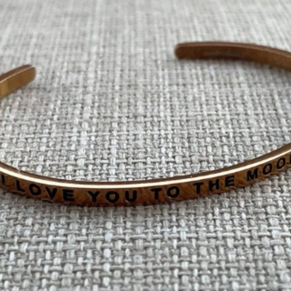 Valentine's Day Mantraband Bracelet Gold Tone "I love You To The Moon and Back" - Picture 6 of 12